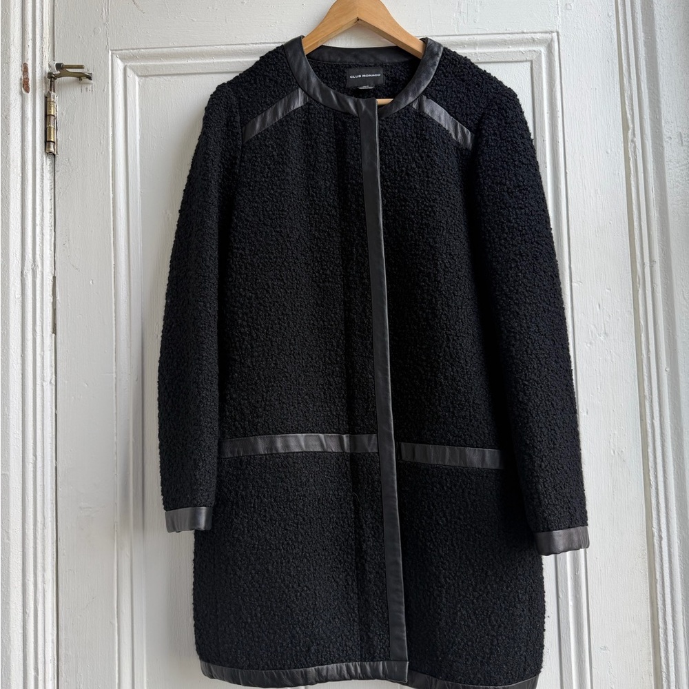 Club Monaco Boucle and Leather  Winter Coat Med